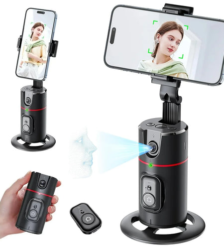 Auto Face Tracking Phone Holder Tripod, No App Required, 360° Rotation Smart Face Body Tracking Tripod Selfie Phone Camera Stand for TIK Tok, Vlog, Live Streaming, Youtube Video