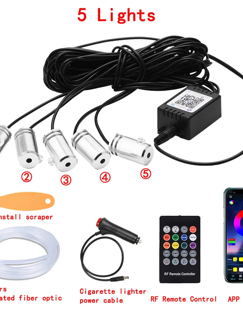 Load image into Gallery viewer, LED Car Interior Ambient Strip Lights RGB Fiber Optic Atmosphere Neon Lighting Kit W/ APP Remote Control Auto Decorative Lamps
