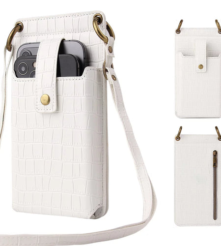 Crossbody Cell Phone Bag for Women, Shoulder Purse Card Wallet Pouch with Credit Card Slots and Mirror