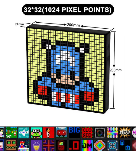 Smart LED Matrix Pixel Display RGB DIY Graffiti Bluetooth App Control Art Display for Gaming Room Decor Cool Animation Frame