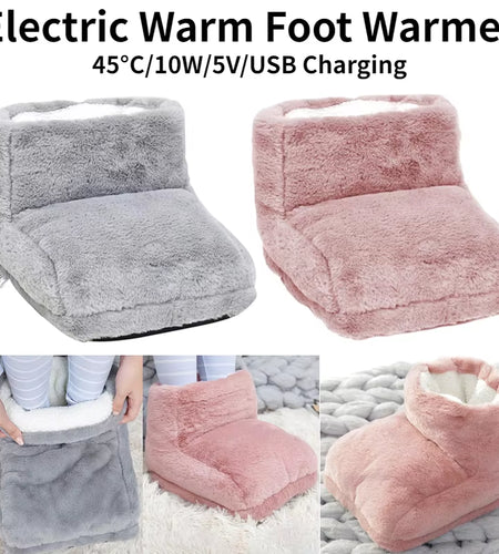 Electric Heater Foot Warmer USB Charging Power Saving Fleece Couple Warm Foot Cover Feet Heating Pads for Home Bedroom Sleeping