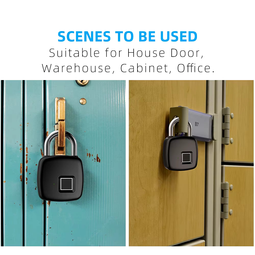 Fingerprint Lock Home Luggage Dormitory Locker Warehouse Door Security Electronic Padlock for Garage Doors,Luggage, Luggage