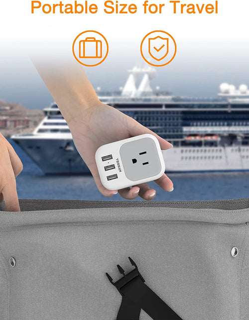 Load image into Gallery viewer, Multi Plug Outlet Extender with USB,  Electrical 4 Box Splitter 3 USB Wall Charger, Multiple Charging Station for Cruise, Travel, Office, Dorm Essentials
