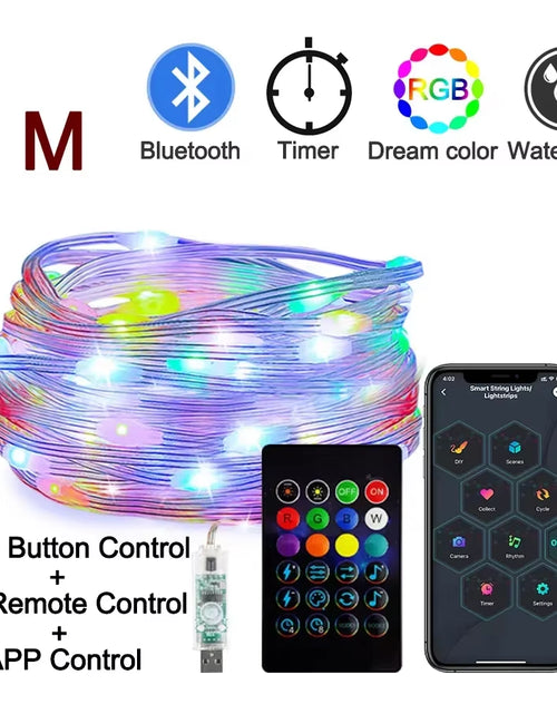 Load image into Gallery viewer, Dreamcolor Rgb Led Strip WS2812B Bluetooth Smart String Fairy Lights Christmas Garland Light Waterproof for Party Curtain Room
