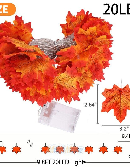 Load image into Gallery viewer, 9.8FT Fall Thanksgiving Maple Leaves 20 LED Light Lamp Garland Festival Decor
