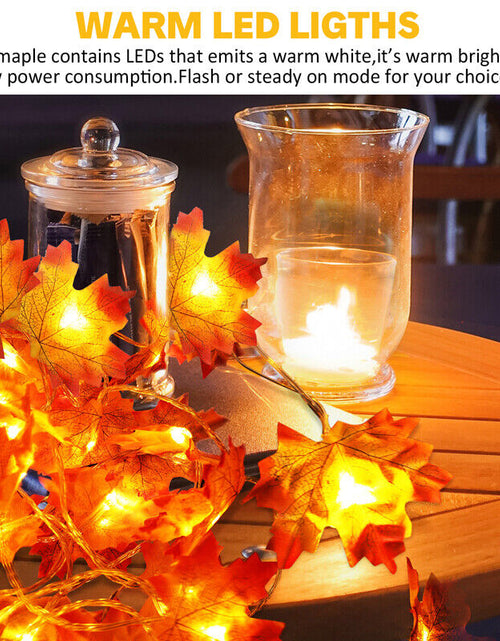 Load image into Gallery viewer, 9.8FT Fall Thanksgiving Maple Leaves 20 LED Light Lamp Garland Festival Decor
