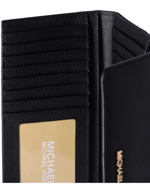 Load image into Gallery viewer, Michael Kors Jet Set Travel Large Trifold Wallet Signature MK Brown Black Pink
