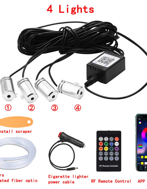 Load image into Gallery viewer, LED Car Interior Ambient Strip Lights RGB Fiber Optic Atmosphere Neon Lighting Kit W/ APP Remote Control Auto Decorative Lamps
