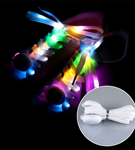 2Pcs LED Sport Luminous Shoelaces Glow Shoe Strings round Flash Light Shoelaces Batteries No Tie Lazy Shoe Laces Party Decor