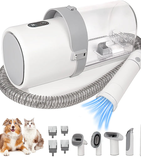 Pet Grooming Kit & Vacuum, 11Kpa Low Noise Pet Groomer Vacuum Suction with 3 Suction Mode, 5 in 1 Dog Vacuum, 2.5L Dustbin for Dogs, Cats and Other Animals
