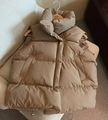 Autumn Winter Y2K Vest Women Thick Warm down Vest Harajuku Loose Jacket Casual Outerwear Short Waistcoat Windproof Vest Coats