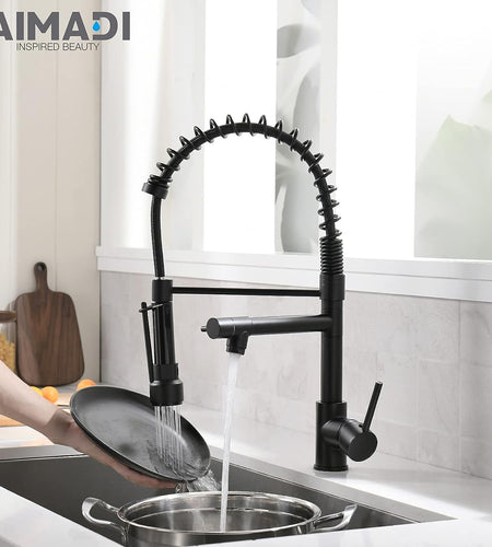 Kitchen Faucet,Kitchen Faucets with Pull down Sprayer  Commercial Style Single Handle Matte Black Kitchen Faucet with Sprayer