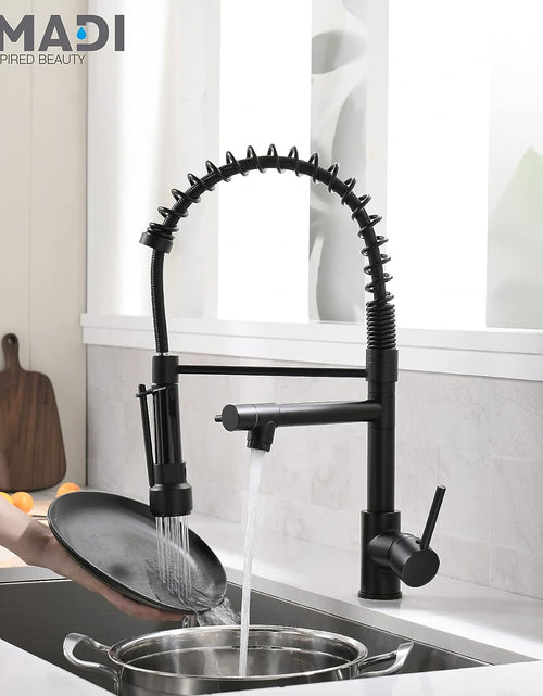 Load image into Gallery viewer, Kitchen Faucet,Kitchen Faucets with Pull down Sprayer  Commercial Style Single Handle Matte Black Kitchen Faucet with Sprayer
