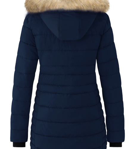 Women'S plus Size Puffer Coats Quilted Puffer Jackets Waterproof Snow Coats Navy XL