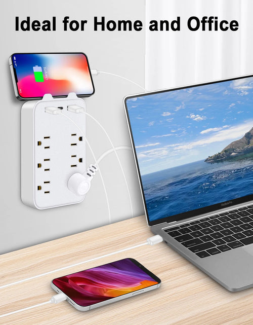 Load image into Gallery viewer, 6 Outlet Extender Surge Protector, Multi Outlet Extender Wall Adapter with 2 USB, 1 USB-C Fast Charging Ports, 6 AC Outlets, 1200J Surge Protection, ETL Certified
