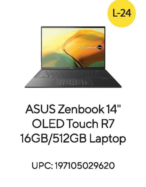 Load image into Gallery viewer, Zenbook 14” OLED Touch PC Laptop, AMD Ryzen 7 7730U, 16GB, 512GB, Windows 11, UM3402YA-WS74T
