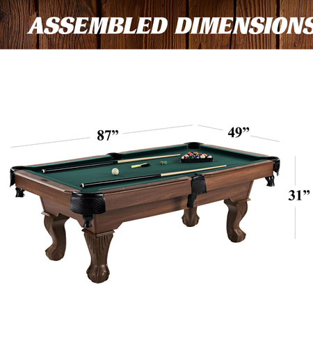 7.25 Ft Pool Table, Billiard Table, Green, by  Company