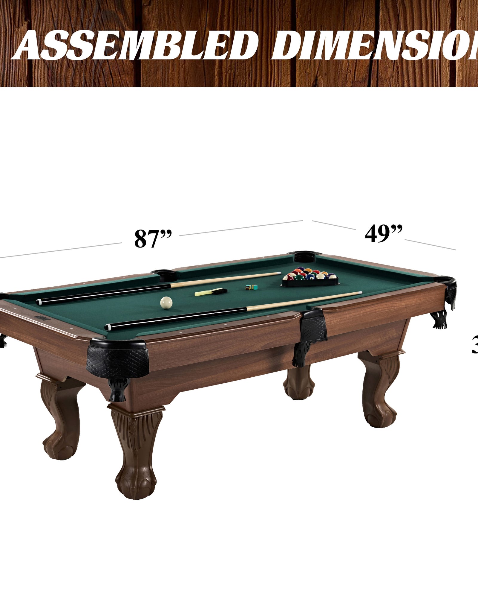 7.25 Ft Pool Table, Billiard Table, Green, by  Company