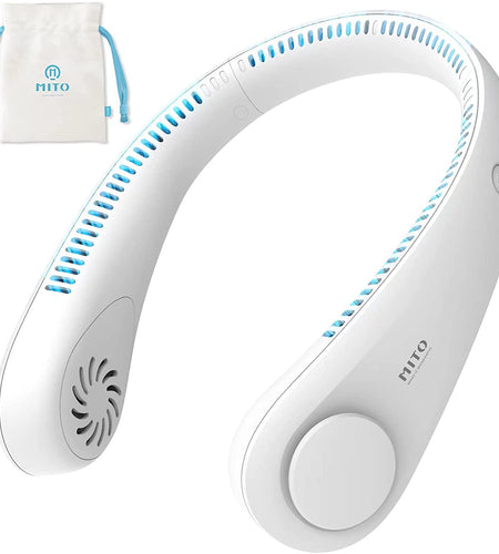 Portable Hanging Neck Fan,4000 Mah Battery Operated Bladeless Neck Fan,Headphone Design USB Rechargeable Personal Cooling Fan,Wearable Personal Neck Fan with 3 Wind Speeds for Office Sports Traveling