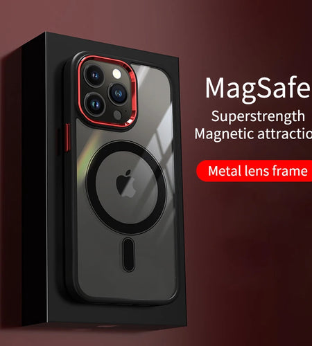 Luxury Clear HD Phone Case for Iphone 14 13 12 11 15 Pro Max Funda Magnetic Magsafe Wireless Charging Shockproof Cellphone Cover