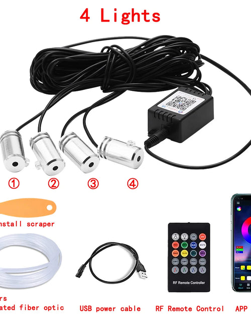 Load image into Gallery viewer, LED Car Interior Ambient Strip Lights RGB Fiber Optic Atmosphere Neon Lighting Kit W/ APP Remote Control Auto Decorative Lamps
