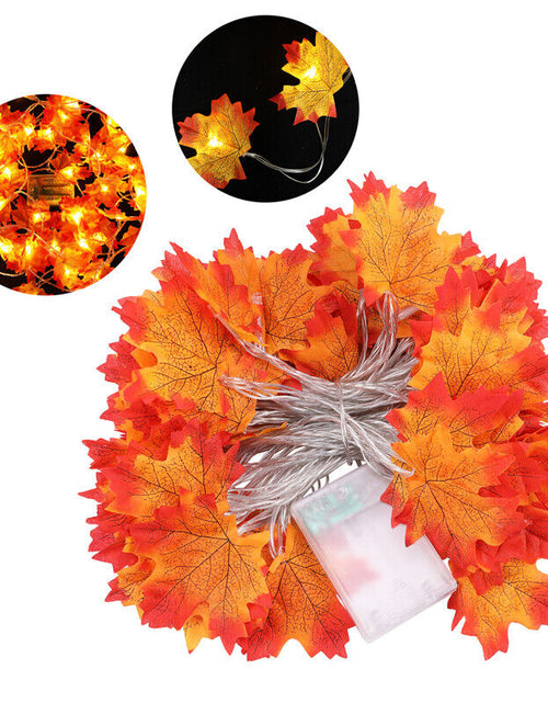 Load image into Gallery viewer, 9.8FT Fall Thanksgiving Maple Leaves 20 LED Light Lamp Garland Festival Decor
