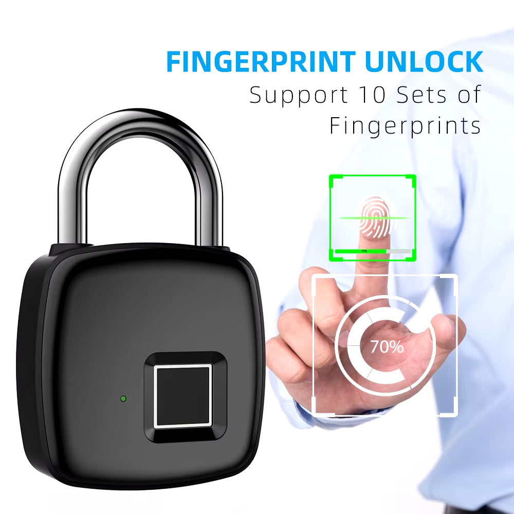 Fingerprint Lock Home Luggage Dormitory Locker Warehouse Door Security Electronic Padlock for Garage Doors,Luggage, Luggage