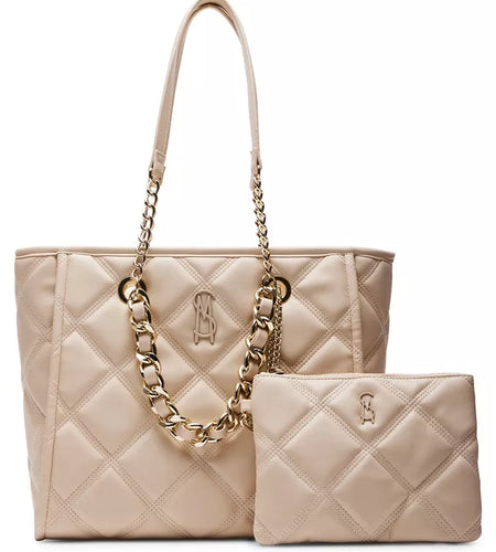 Katt Faux Leather Quilted Tote with Pouch