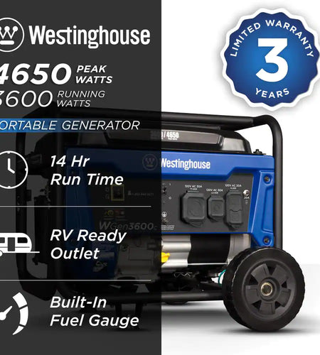 4,650/3,600-Watt Dual Fuel Gas and Propane Powered Portable Generator with Remote Electric Start