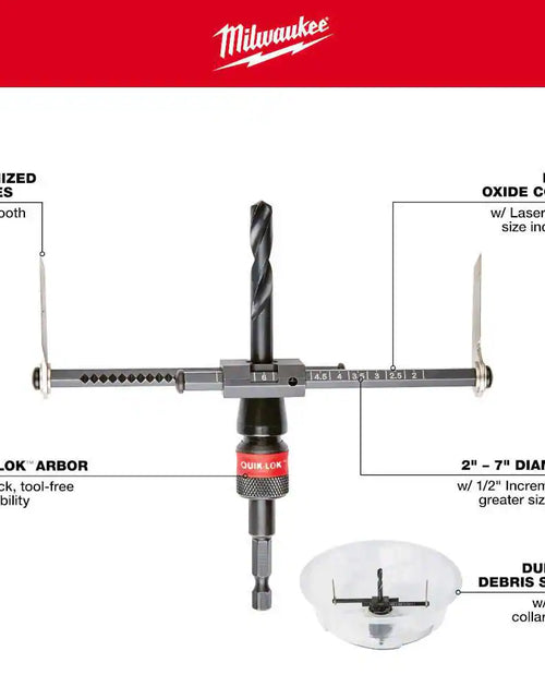 Load image into Gallery viewer, 2 In. to 7 In. Adjustable Hole Saw Cutter
