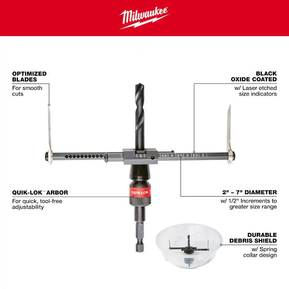 2 In. to 7 In. Adjustable Hole Saw Cutter