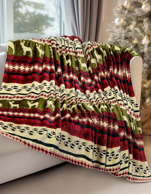 Load image into Gallery viewer, Christmas Throw Blanket | Red Christmas Holiday Fleece Blanket | Soft, Plush, Warm Winter Cabin Throw, 50X60 (Red Christmas)
