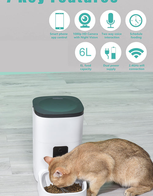 Load image into Gallery viewer, Pet Feeder,6L Automatic Pet Feeder for Cats and Dogs,1080P Camera,App Control,Voice Recorder,Timed Feeder for Schedule Feeding, Dual Power Supply,Wifi Pet Food Dispenser with App Control
