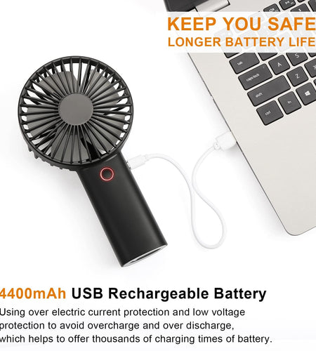 Portable Handheld Fan, 4000Mah Battery Operated Rechargeable Personal Fan, 6-15 Hours Working Time for Outdoor Activities, Summer Gift for Men Women