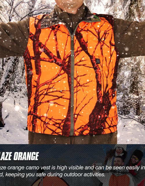 Load image into Gallery viewer, Hunting Heated Vest, Camo Orange Reversible Vest, Game Vest Jacket for Hunting, Lightweight Heating Vest (M)
