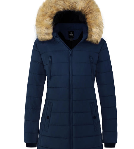 Women'S plus Size Puffer Coats Quilted Puffer Jackets Waterproof Snow Coats Navy XL