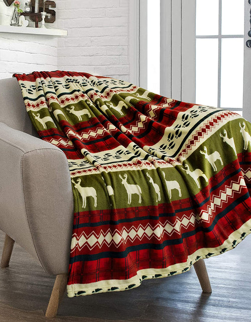 Load image into Gallery viewer, Christmas Throw Blanket | Red Christmas Holiday Fleece Blanket | Soft, Plush, Warm Winter Cabin Throw, 50X60 (Red Christmas)
