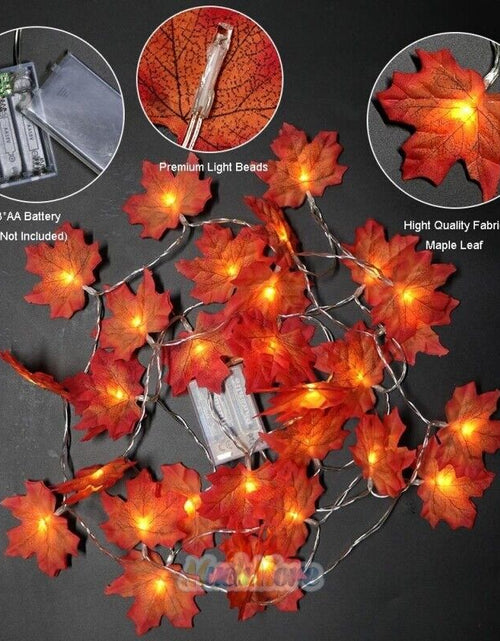 Load image into Gallery viewer, 9.8FT Fall Thanksgiving Maple Leaves 20 LED Light Lamp Garland Festival Decor
