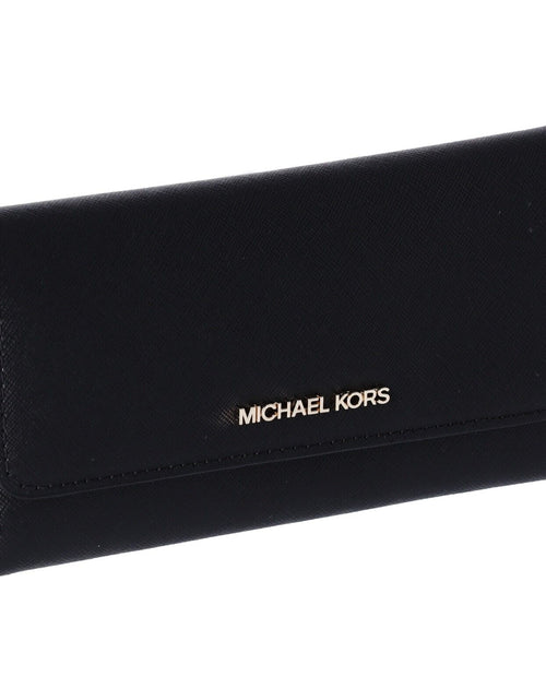 Load image into Gallery viewer, Michael Kors Jet Set Travel Large Trifold Wallet Signature MK Brown Black Pink
