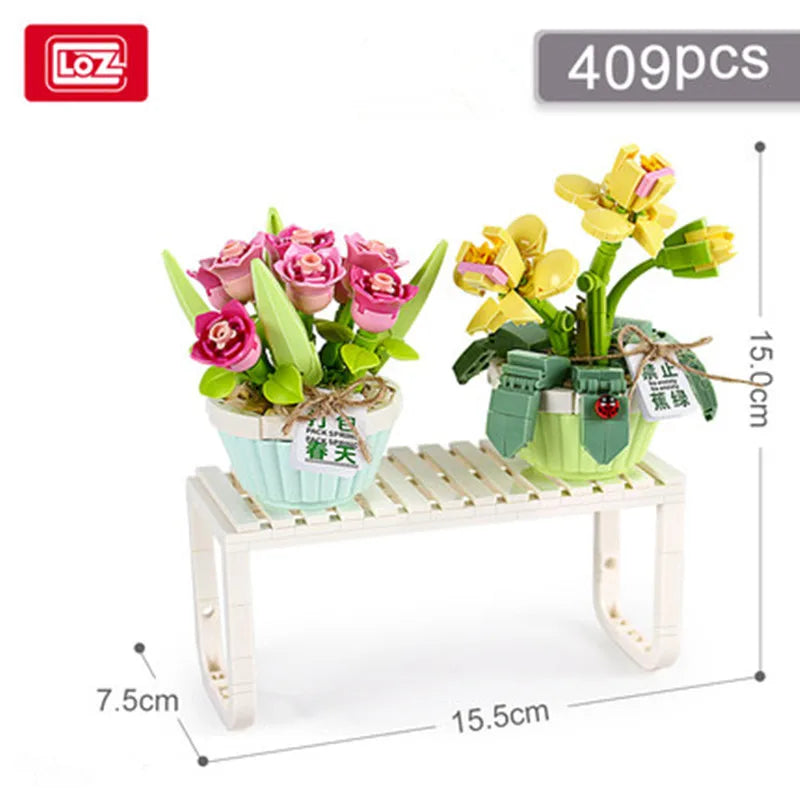 Flower Bouquet Building Blocks Kit DIY Flowers Block Toys Set Valentine'S Day Rose Bricks Set Gift for Girls Friends Adults