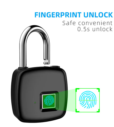 Fingerprint Lock Home Luggage Dormitory Locker Warehouse Door Security Electronic Padlock for Garage Doors,Luggage, Luggage