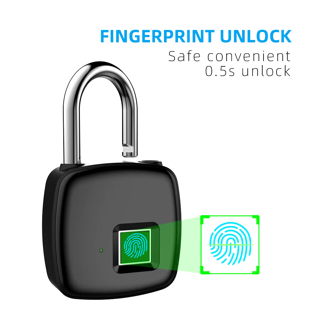 Fingerprint Lock Home Luggage Dormitory Locker Warehouse Door Security Electronic Padlock for Garage Doors,Luggage, Luggage