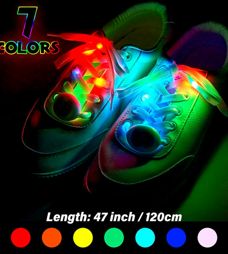 2Pcs LED Sport Luminous Shoelaces Glow Shoe Strings round Flash Light Shoelaces Batteries No Tie Lazy Shoe Laces Party Decor
