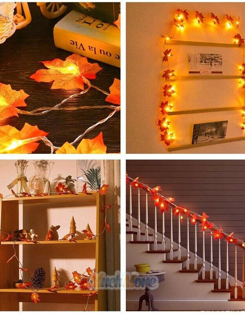 Load image into Gallery viewer, 9.8FT Fall Thanksgiving Maple Leaves 20 LED Light Lamp Garland Festival Decor
