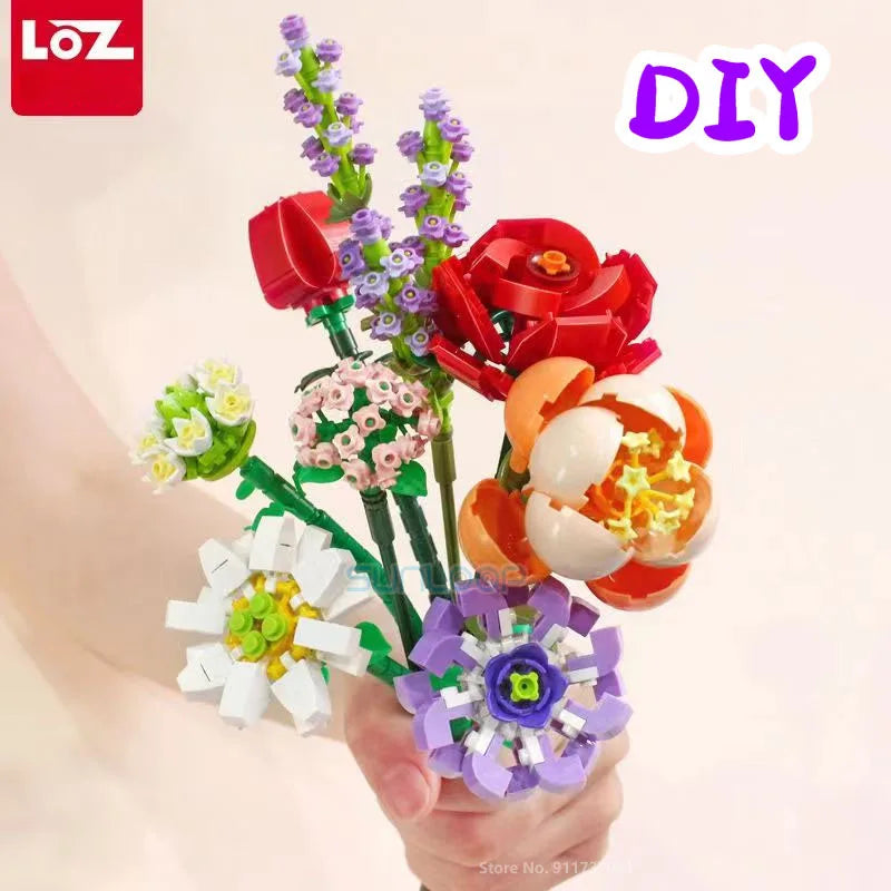 Flower Bouquet Building Blocks Kit DIY Flowers Block Toys Set Valentine'S Day Rose Bricks Set Gift for Girls Friends Adults