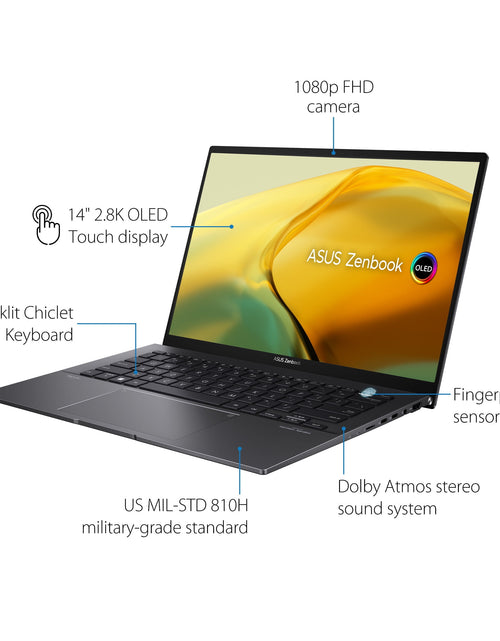 Load image into Gallery viewer, Zenbook 14” OLED Touch PC Laptop, AMD Ryzen 7 7730U, 16GB, 512GB, Windows 11, UM3402YA-WS74T
