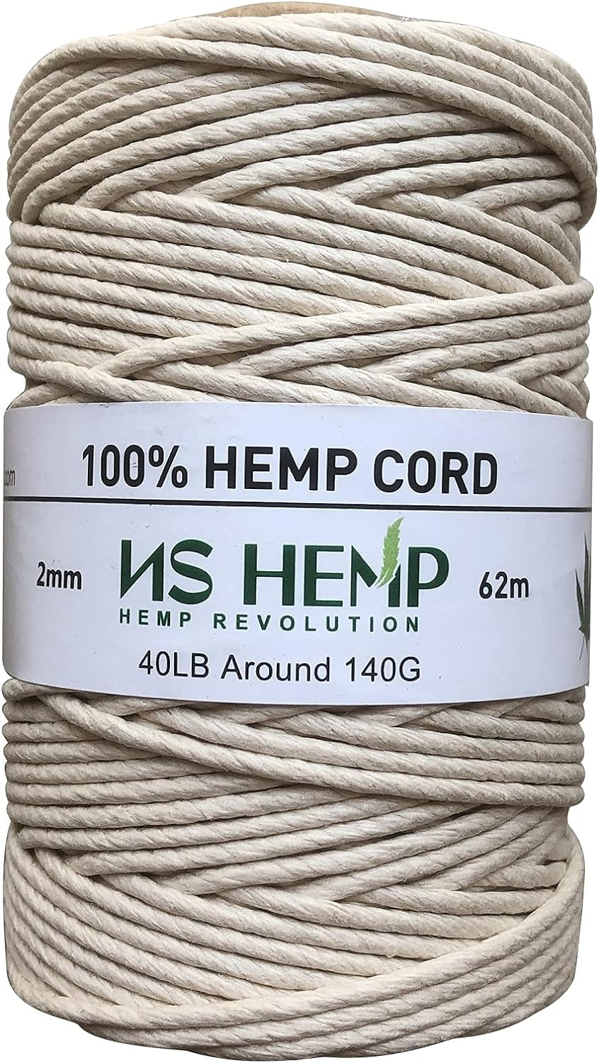 100% Hemp String Hemp Twine 2MM 205 Feet (01# off White)