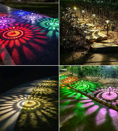 Solar Pathway Lights 6 Pack, Waterproof Solar Outdoor Lights, LED Landscape Lighting for Walkway Yard Garden Lawn Patio (Multicolor & Warm White)