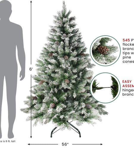 Medium Flocked Angel Pine Artificial Christmas Tree - 6' - Unlit