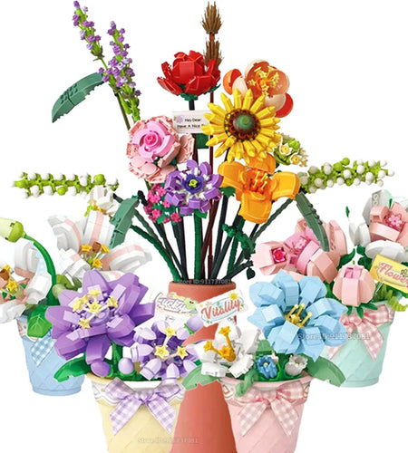 Flower Bouquet Building Blocks Kit DIY Flowers Block Toys Set Valentine'S Day Rose Bricks Set Gift for Girls Friends Adults
